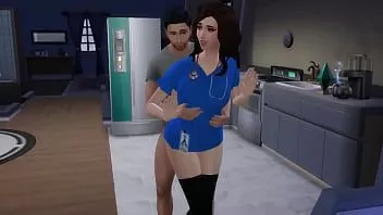 play في سن المراهقة ممرضة يحصل الثلاثي creampie من لها الخطوة شقيق sims4